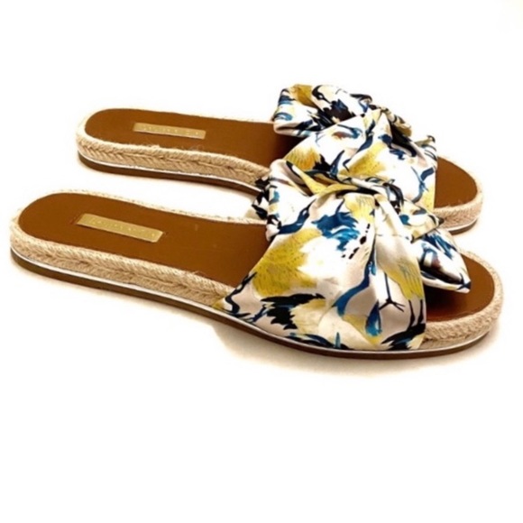 Louise et Cie Shoes - Louise et Cie Satin Bow Slides Floral Print Sz 7.5
